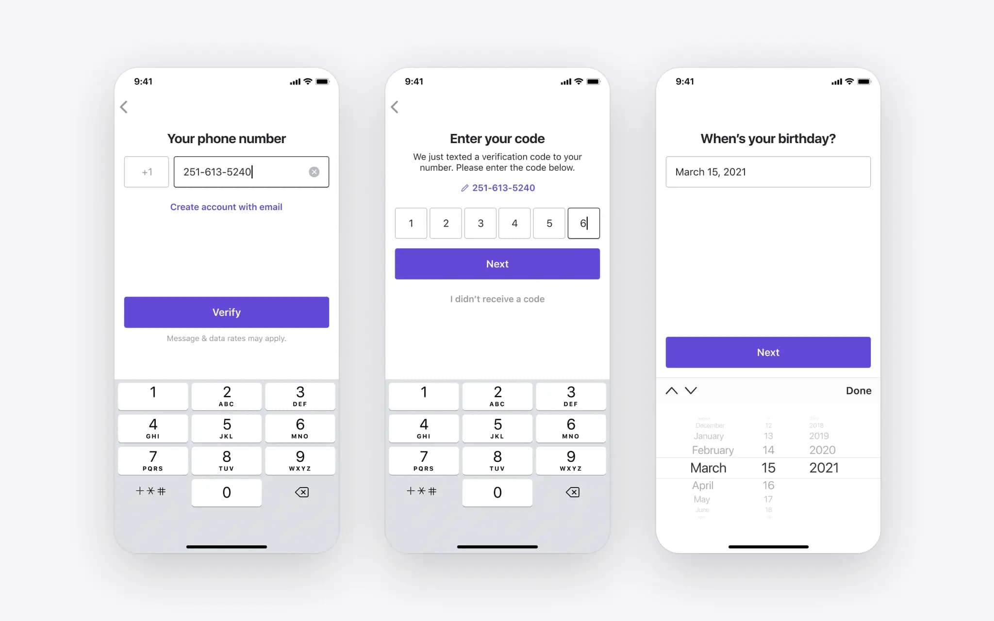 Onboarding screens