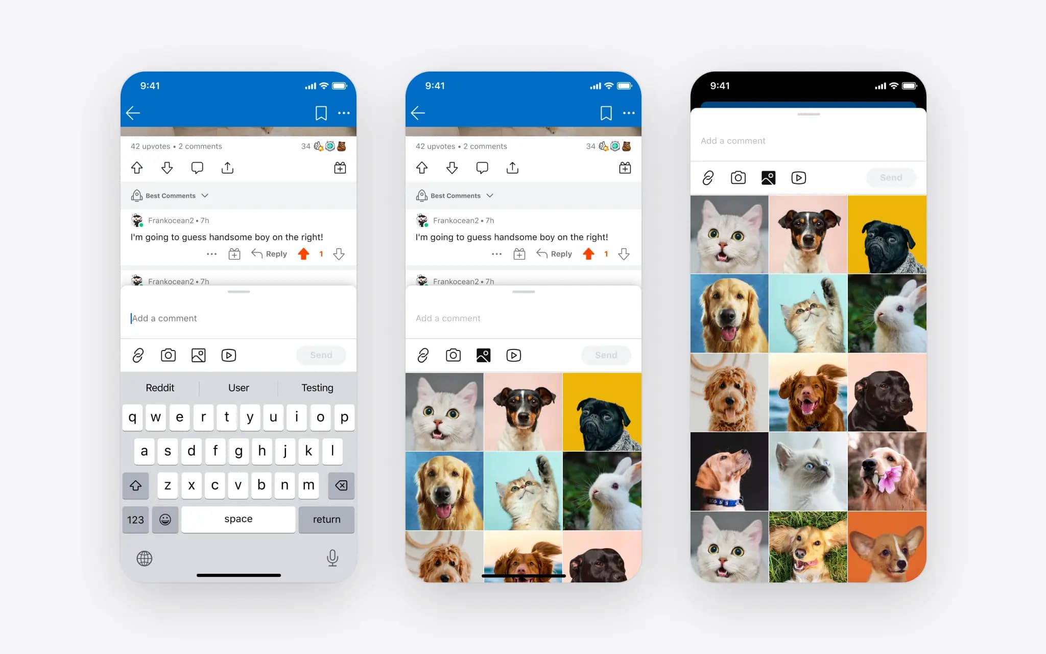 Media in comments UI concepts
