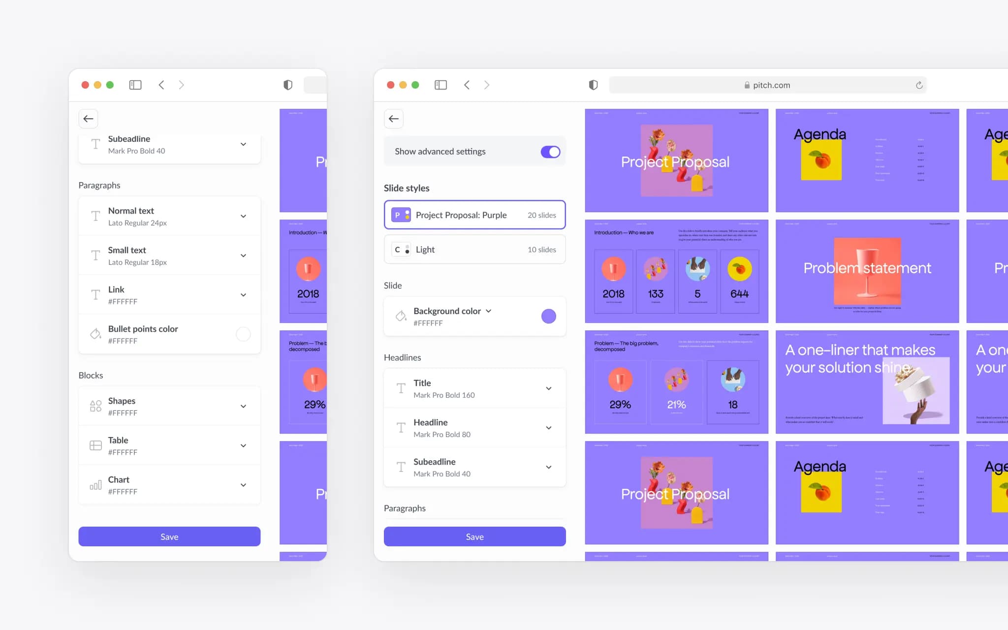 Style management screen